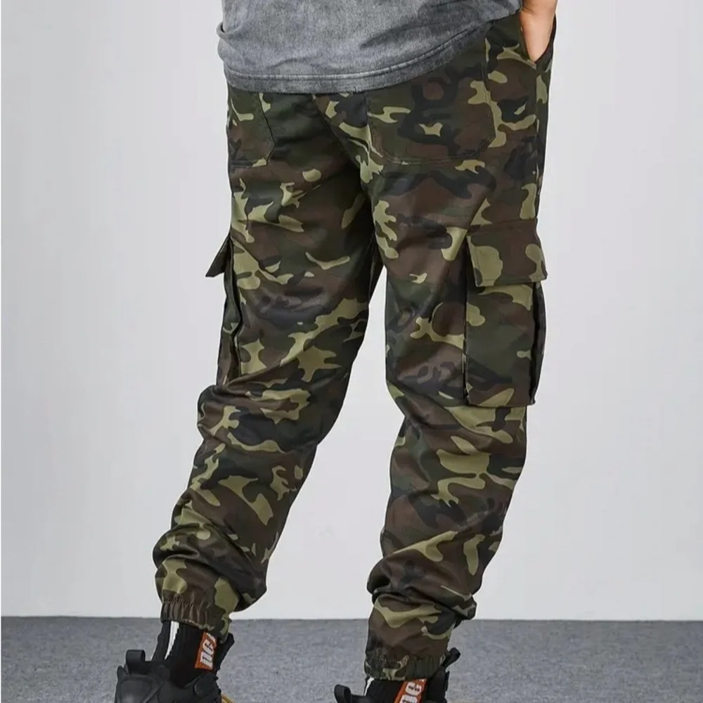 Casual Camouflage Pattern Cargo Pants -EUC-MensLarge ElasticWaist JoggersPockets